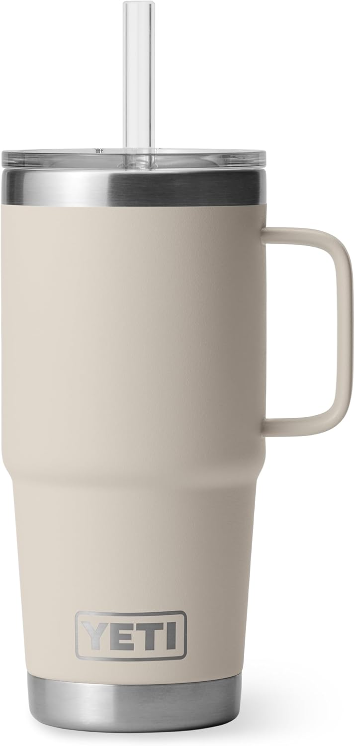 YETI Rambler 42 oz Tumbler with Handle and Straw Lid, Travel Mug Water Tumbler, Vacuum Insulated Cup with Handle, Stainless Steel, Key Lime