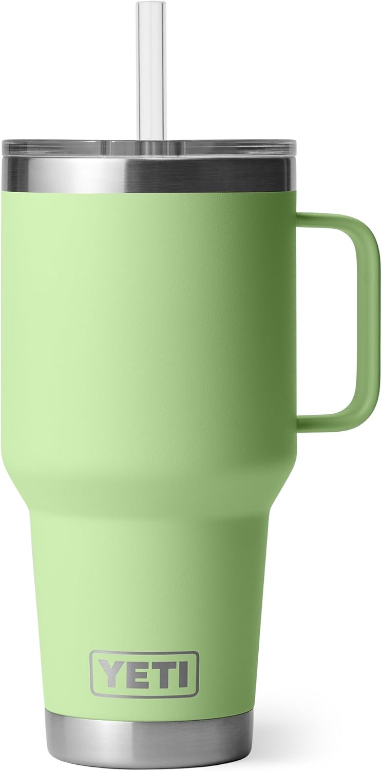 YETI Rambler 42 oz Tumbler with Handle and Straw Lid, Travel Mug Water Tumbler, Vacuum Insulated Cup with Handle, Stainless Steel, Key Lime