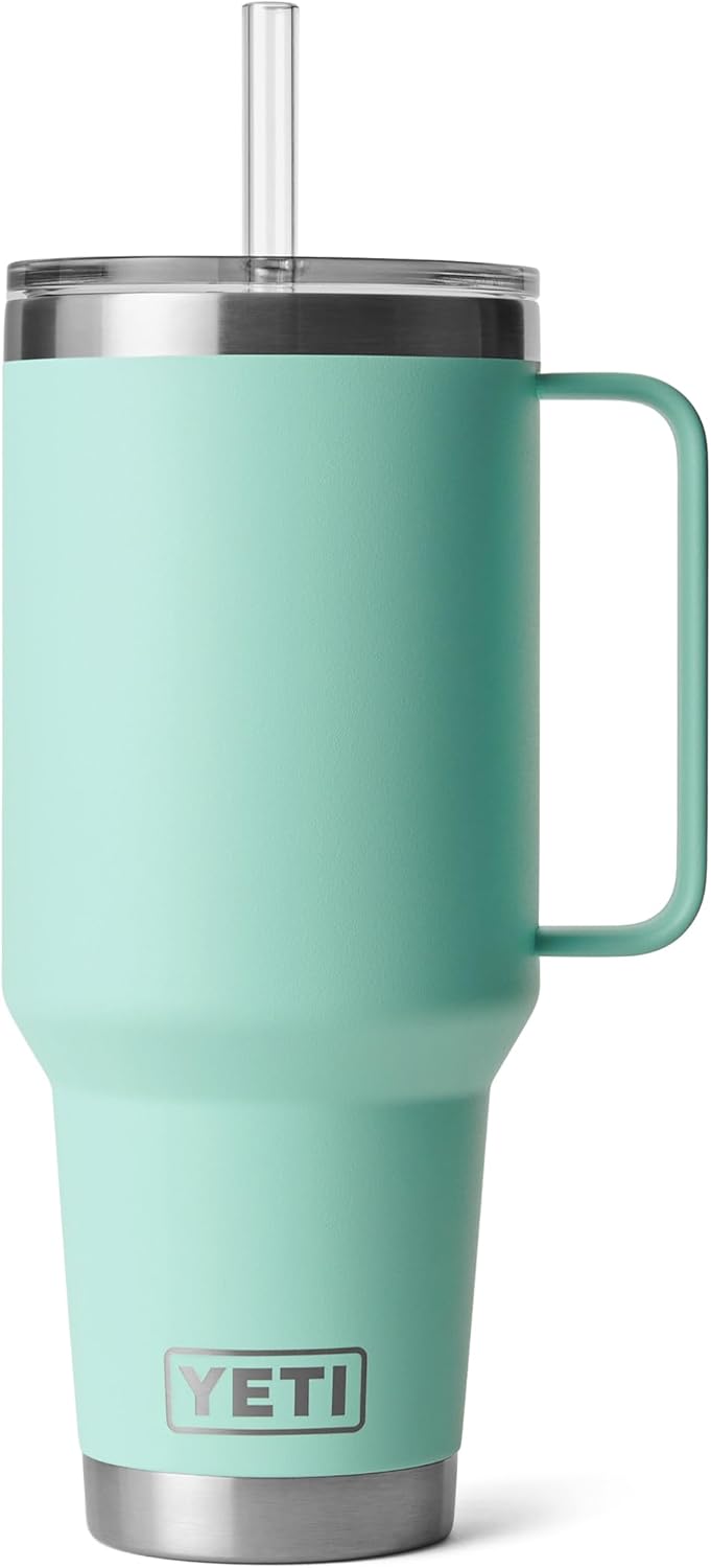 YETI Rambler 42 oz Tumbler with Handle and Straw Lid, Travel Mug Water Tumbler, Vacuum Insulated Cup with Handle, Stainless Steel, Key Lime