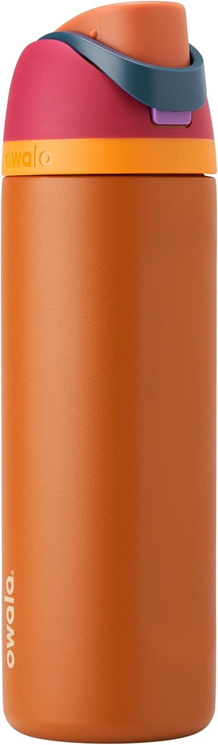 Owala FreeSip Insulated Stainless Steel Water Bottle with Straw for Sports and Travel, BPA-Free, 24-oz, Very, Very Dark