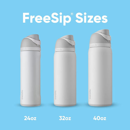 Owala FreeSip Insulated Stainless Steel Water Bottle with Straw for Sports and Travel, BPA-Free, 24-oz, Very, Very Dark