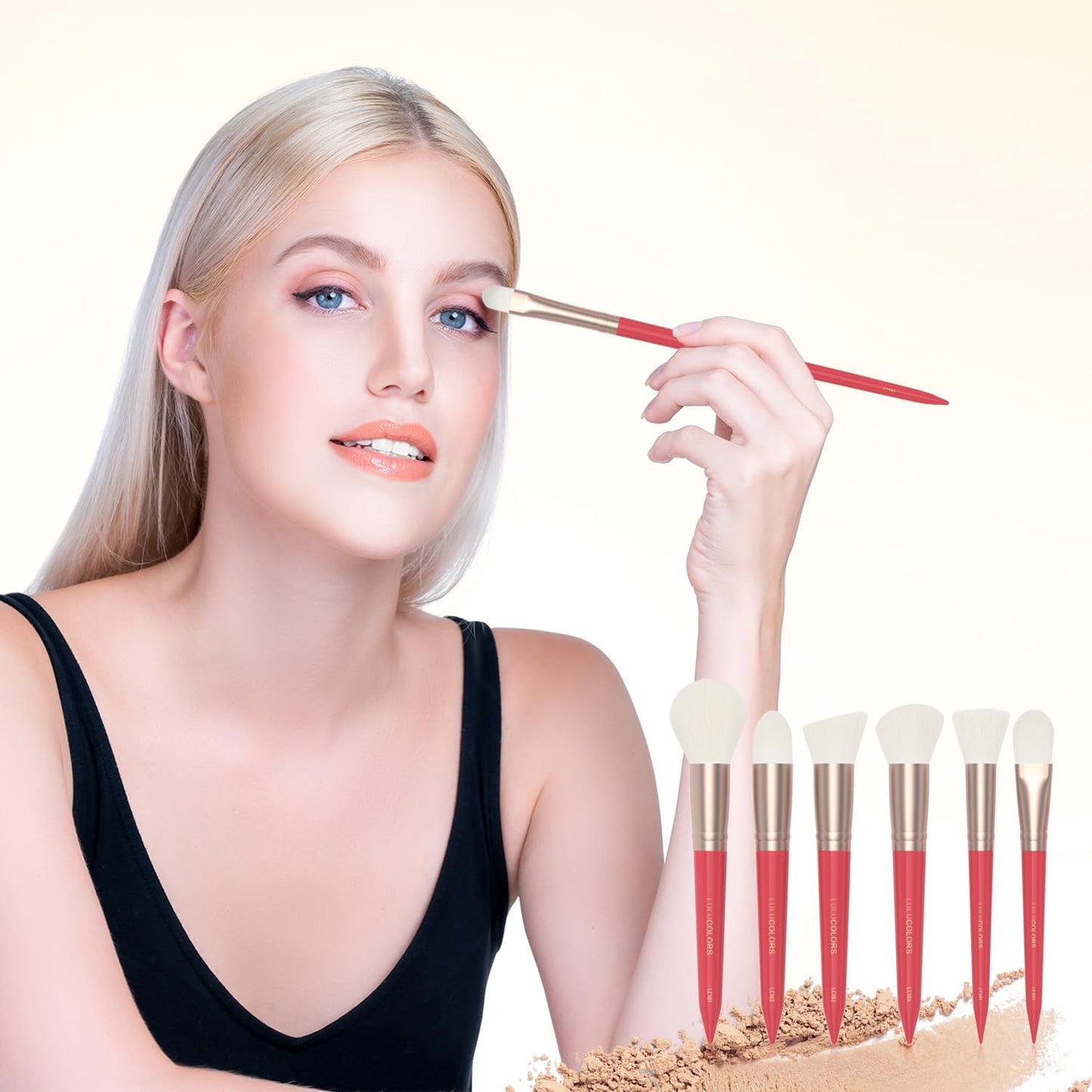 18-Piece Makeup Brush Set with Holder Case – Complete Professional Brush Collection for Flawless Makeup Application in Red -Soft Bristles (Red)