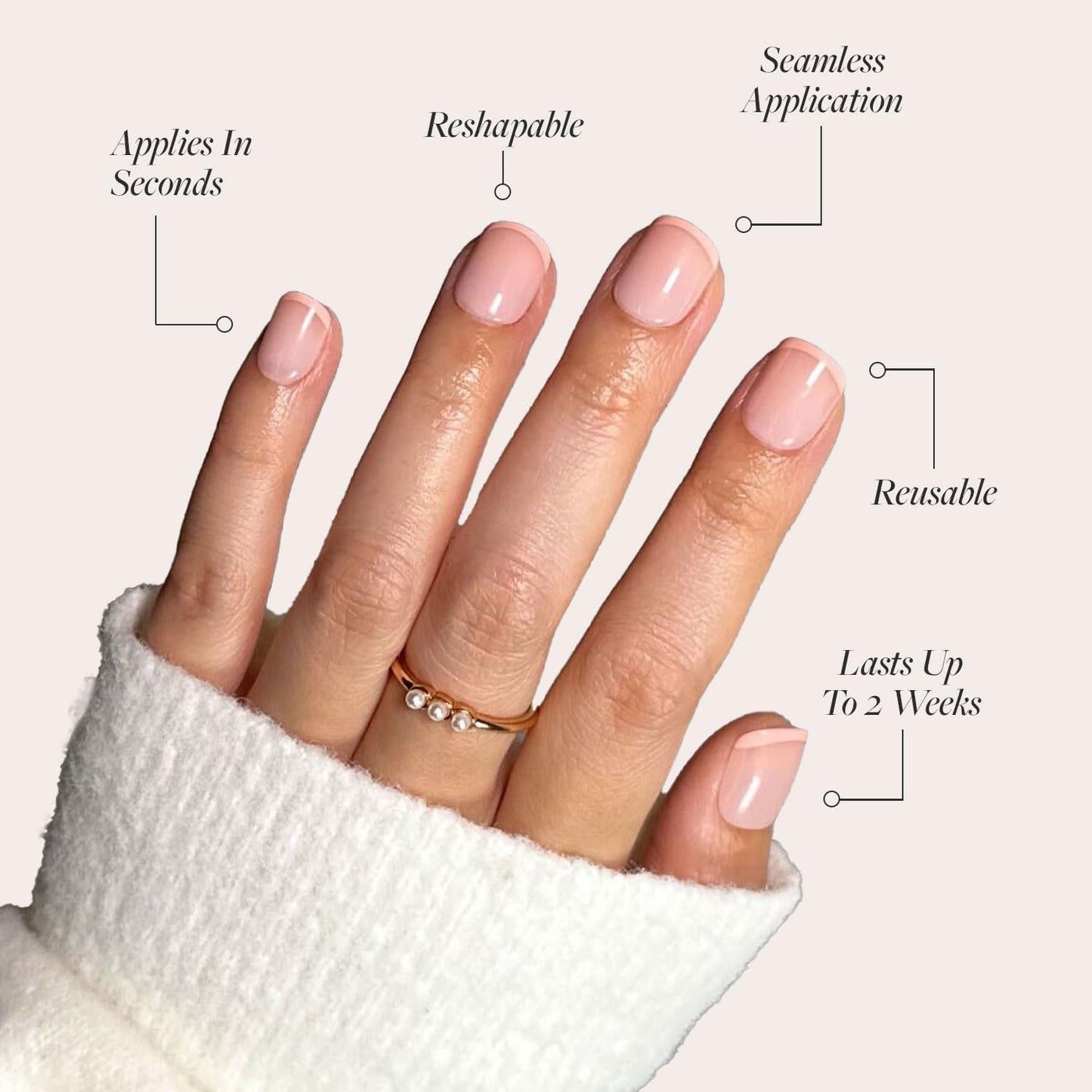 Glamnetic Press On Nails - Pistachio Crème | Short Almond Mint Blue French Tips with a Glossy Finish, Fake Nails, Reusable | 15 Sizes - 30 Nail Kit with Glue