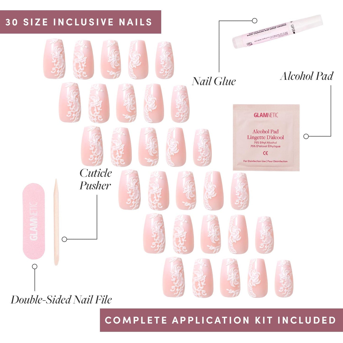 Glamnetic Press On Nails - Pistachio Crème | Short Almond Mint Blue French Tips with a Glossy Finish, Fake Nails, Reusable | 15 Sizes - 30 Nail Kit with Glue