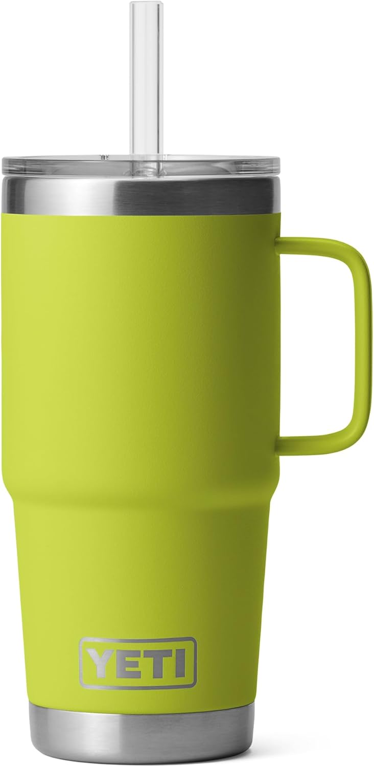 YETI Rambler 42 oz Tumbler with Handle and Straw Lid, Travel Mug Water Tumbler, Vacuum Insulated Cup with Handle, Stainless Steel, Key Lime