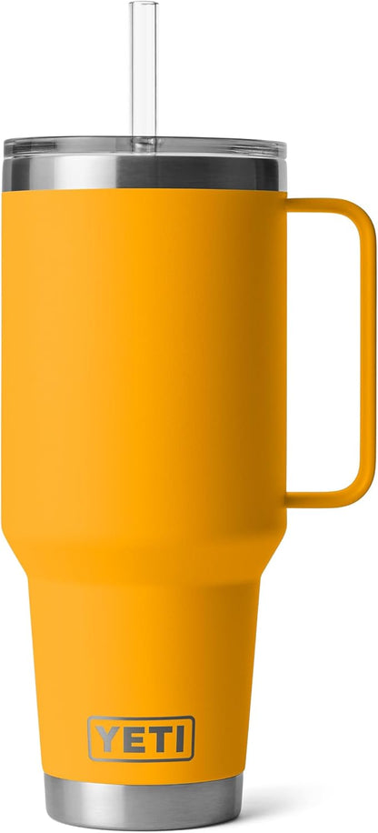 YETI Rambler 42 oz Tumbler with Handle and Straw Lid, Travel Mug Water Tumbler, Vacuum Insulated Cup with Handle, Stainless Steel, Key Lime