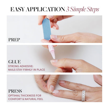 Glamnetic Press On Nails - Pistachio Crème | Short Almond Mint Blue French Tips with a Glossy Finish, Fake Nails, Reusable | 15 Sizes - 30 Nail Kit with Glue
