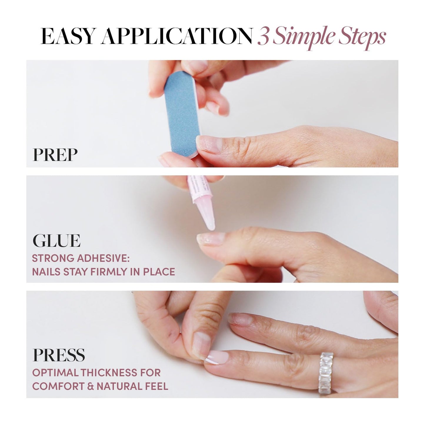 Glamnetic Press On Nails - Pistachio Crème | Short Almond Mint Blue French Tips with a Glossy Finish, Fake Nails, Reusable | 15 Sizes - 30 Nail Kit with Glue