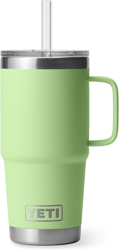 YETI Rambler 42 oz Tumbler with Handle and Straw Lid, Travel Mug Water Tumbler, Vacuum Insulated Cup with Handle, Stainless Steel, Key Lime