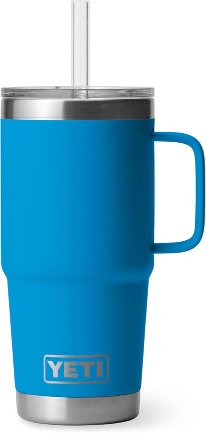 YETI Rambler 42 oz Tumbler with Handle and Straw Lid, Travel Mug Water Tumbler, Vacuum Insulated Cup with Handle, Stainless Steel, Key Lime