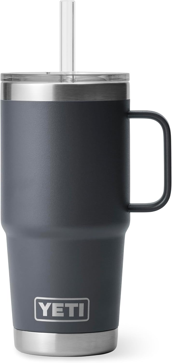 YETI Rambler 42 oz Tumbler with Handle and Straw Lid, Travel Mug Water Tumbler, Vacuum Insulated Cup with Handle, Stainless Steel, Key Lime