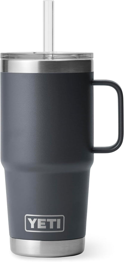 YETI Rambler 42 oz Tumbler with Handle and Straw Lid, Travel Mug Water Tumbler, Vacuum Insulated Cup with Handle, Stainless Steel, Key Lime