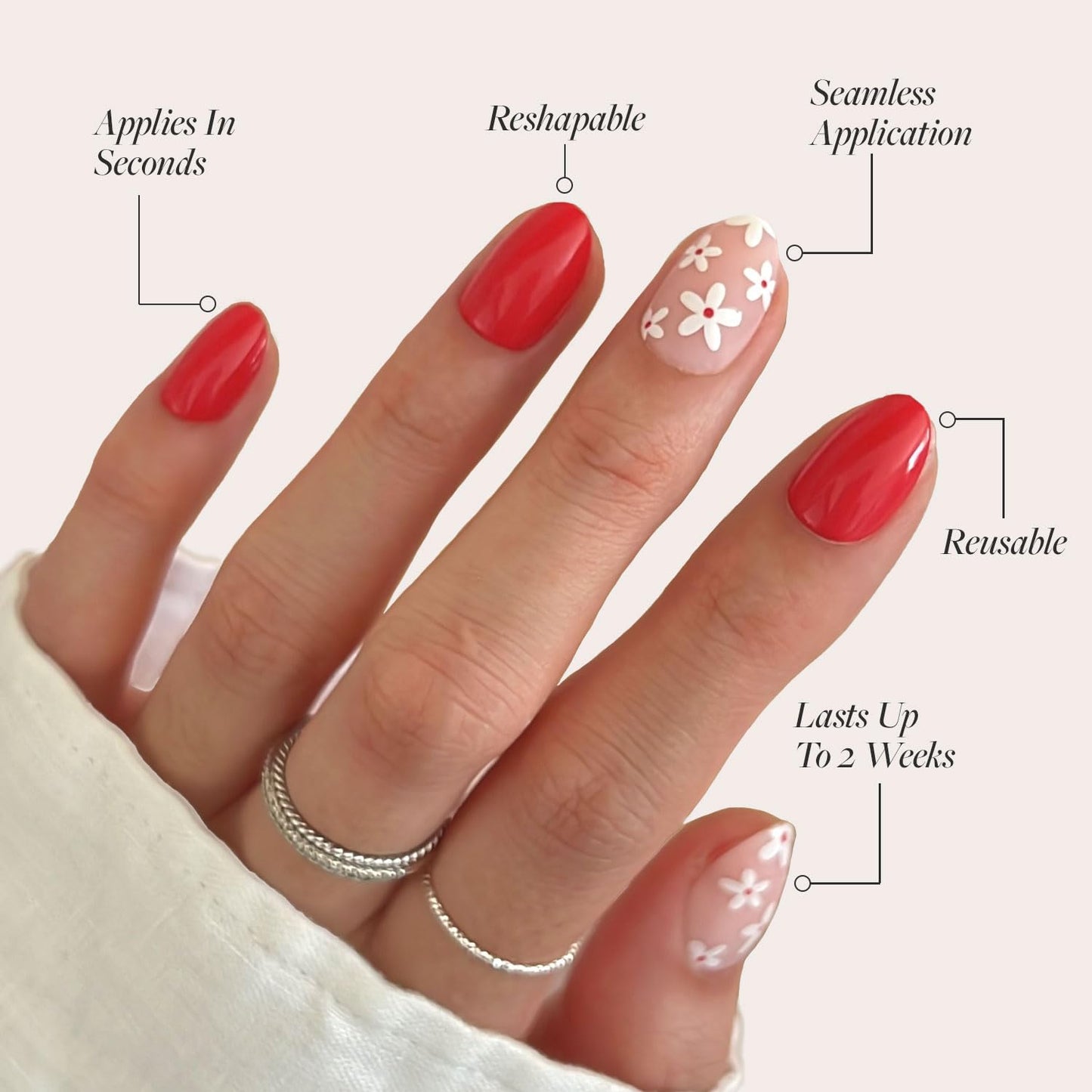 Glamnetic Press On Nails - Pistachio Crème | Short Almond Mint Blue French Tips with a Glossy Finish, Fake Nails, Reusable | 15 Sizes - 30 Nail Kit with Glue