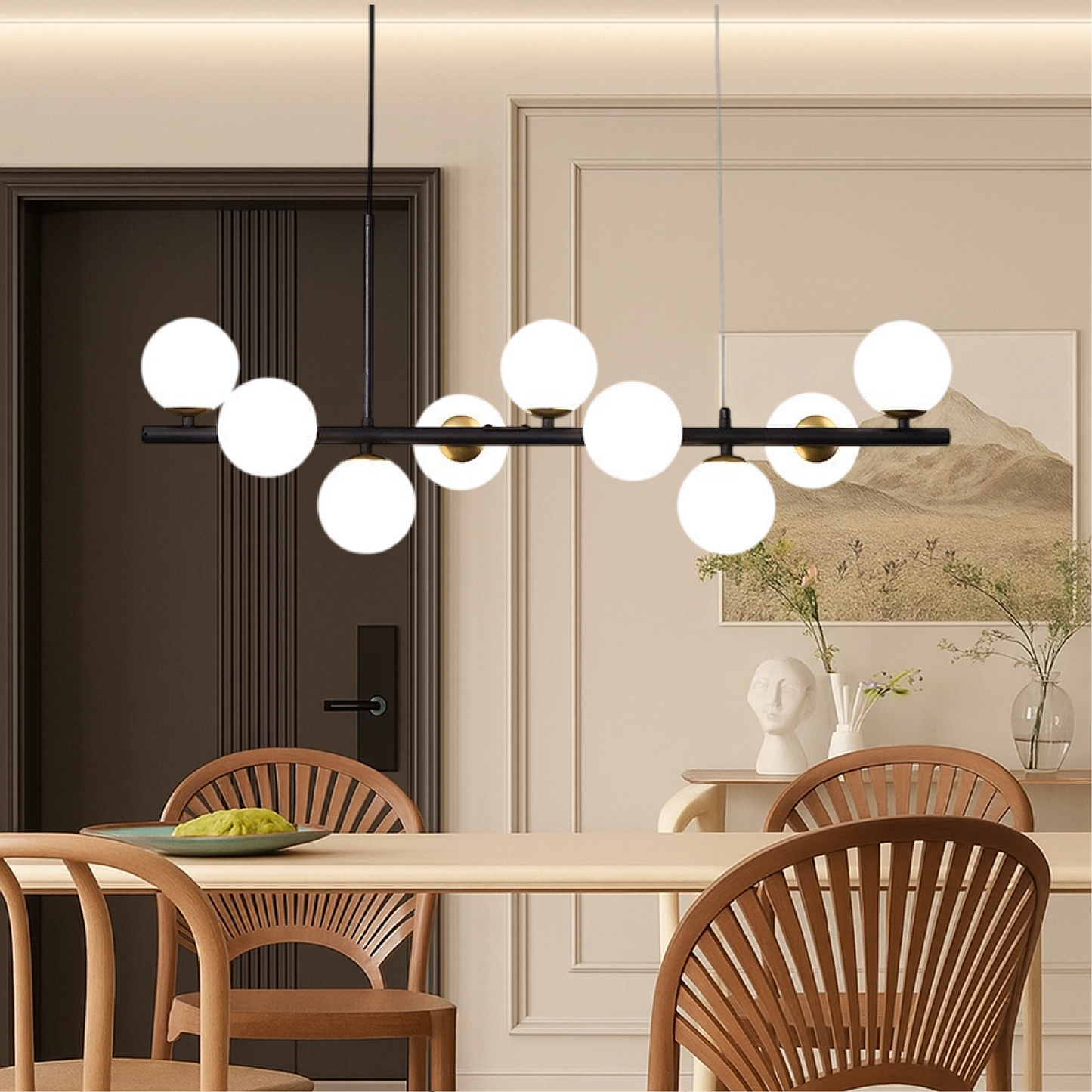 Lustre Suspendu Noir pour Salle à Manger Élégante