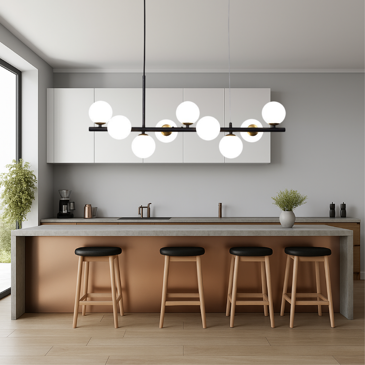 Lustre Suspendu Noir pour Salle à Manger Élégante