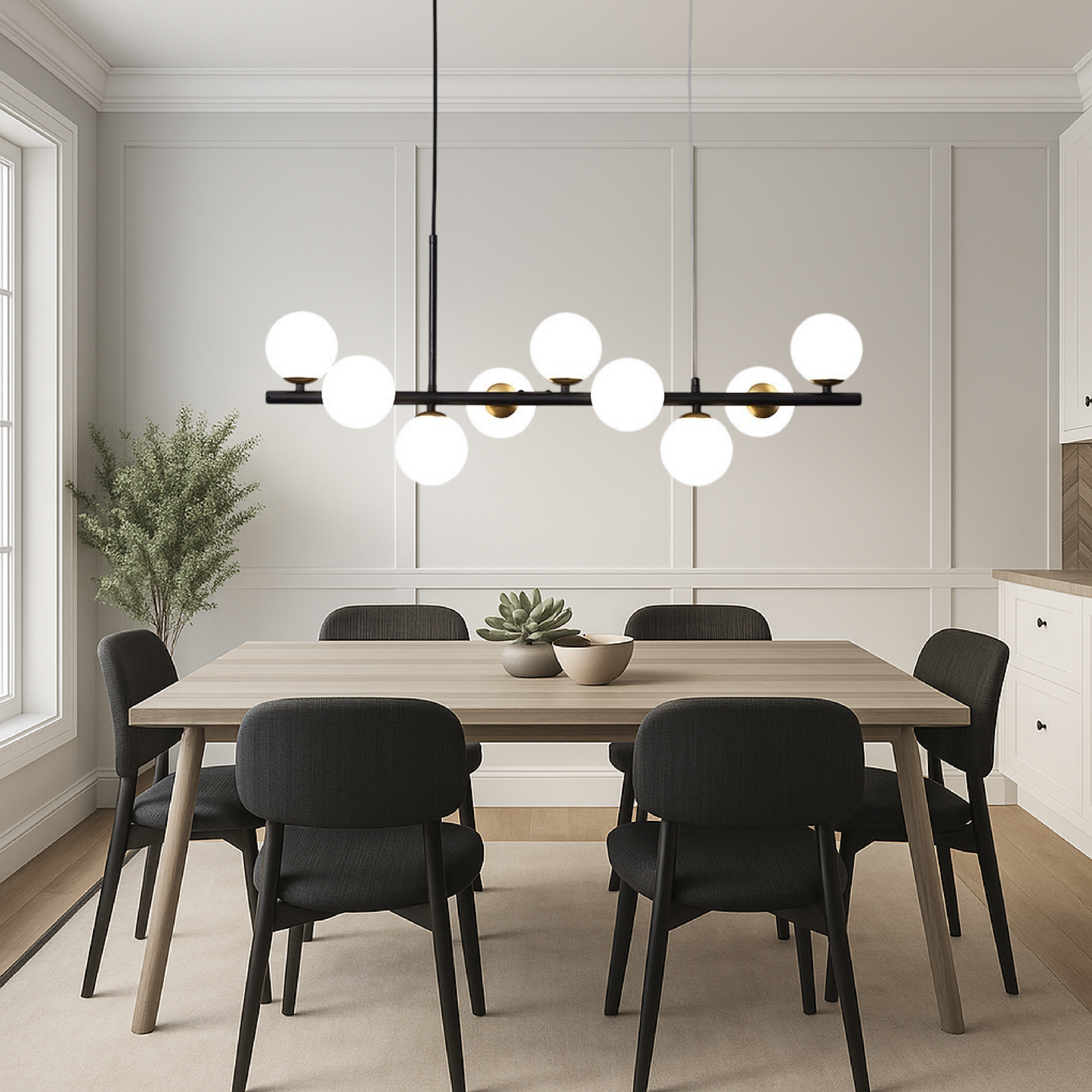 Lustre Suspendu Noir pour Salle à Manger Élégante