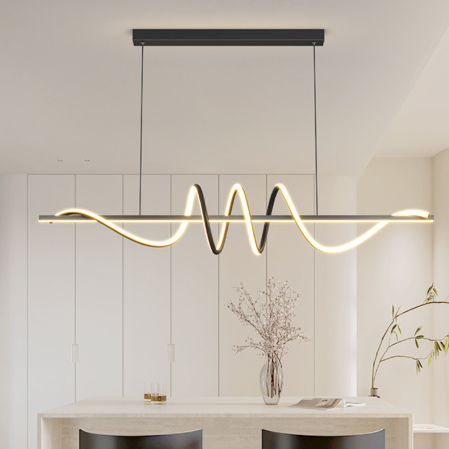 Lustre suspendu à LED avec guirlande lumineuse élégante