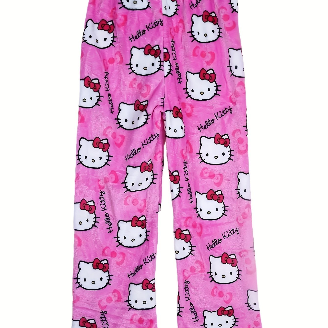 Cozy Hello Kitty Flannel Pajama Bottoms for Women - Ultra-Soft, Warm, and Comfy Anime Print Lounge Pants with Relaxed Fit, Perfect for Lounging, Sleepwear, and Casual Daily Wear