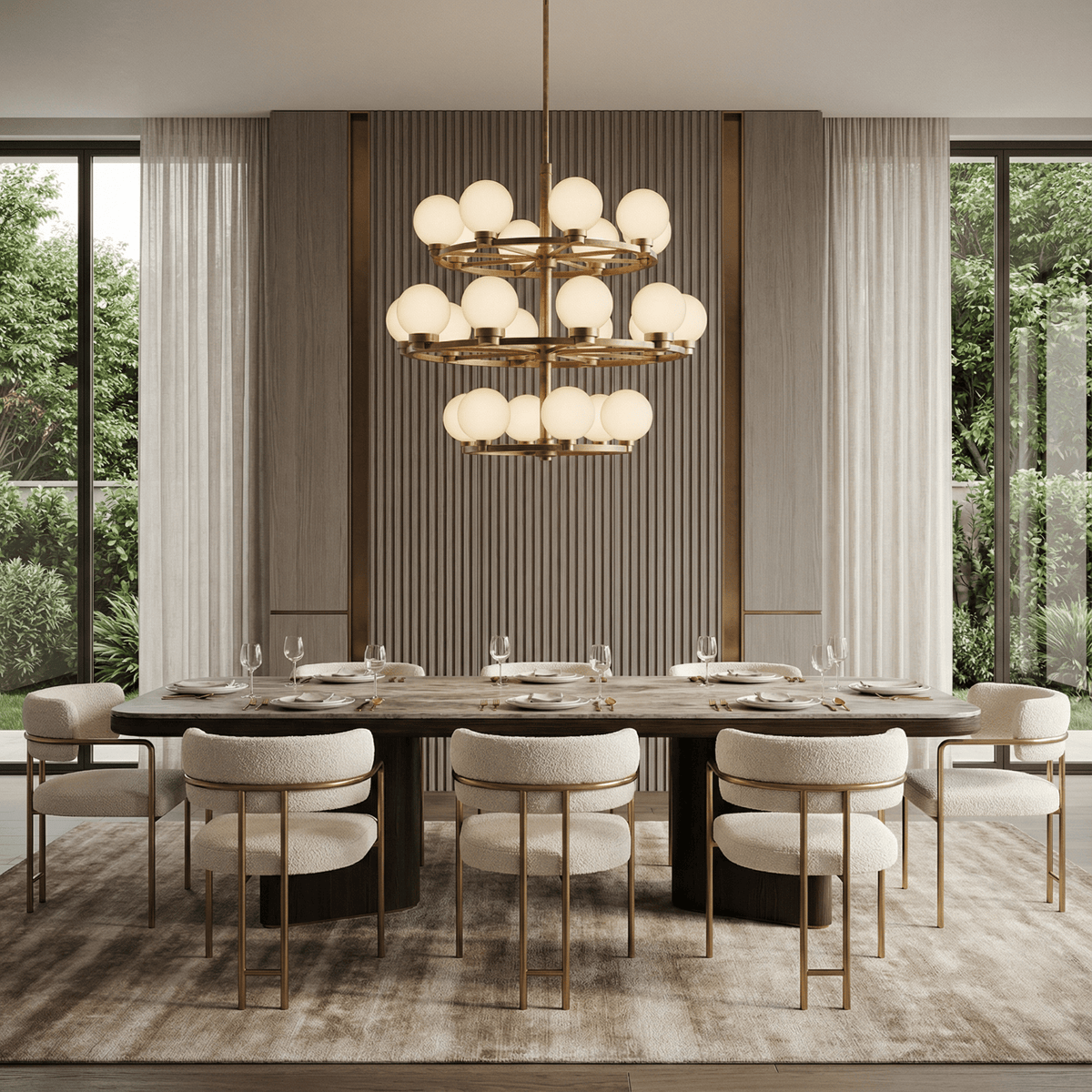Halo Strata Two-Tier Rectangular Chandelier