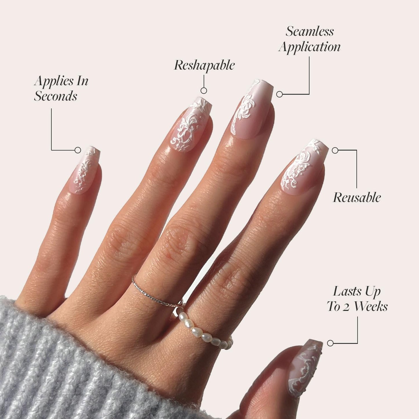 Glamnetic Press On Nails - Pistachio Crème | Short Almond Mint Blue French Tips with a Glossy Finish, Fake Nails, Reusable | 15 Sizes - 30 Nail Kit with Glue
