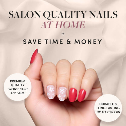 Glamnetic Press On Nails - Pistachio Crème | Short Almond Mint Blue French Tips with a Glossy Finish, Fake Nails, Reusable | 15 Sizes - 30 Nail Kit with Glue