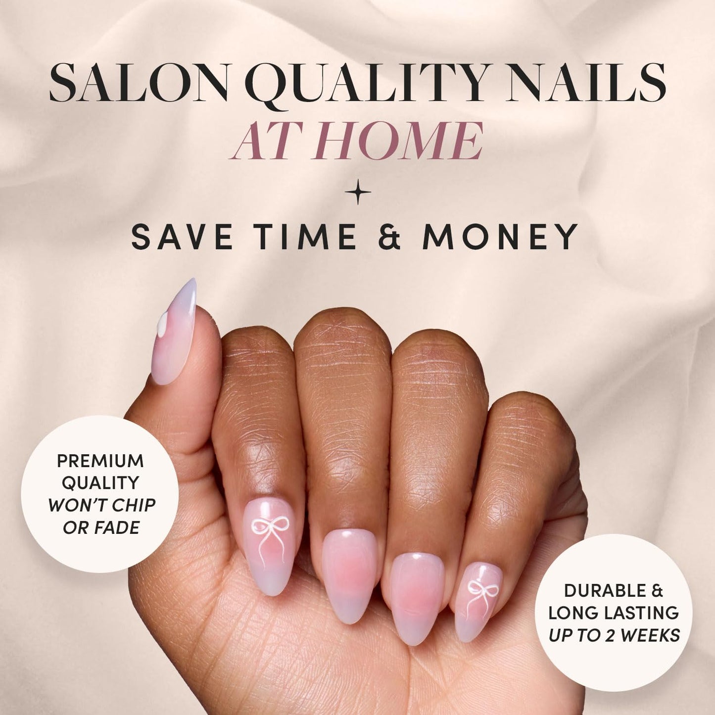 Glamnetic Press On Nails - Pistachio Crème | Short Almond Mint Blue French Tips with a Glossy Finish, Fake Nails, Reusable | 15 Sizes - 30 Nail Kit with Glue