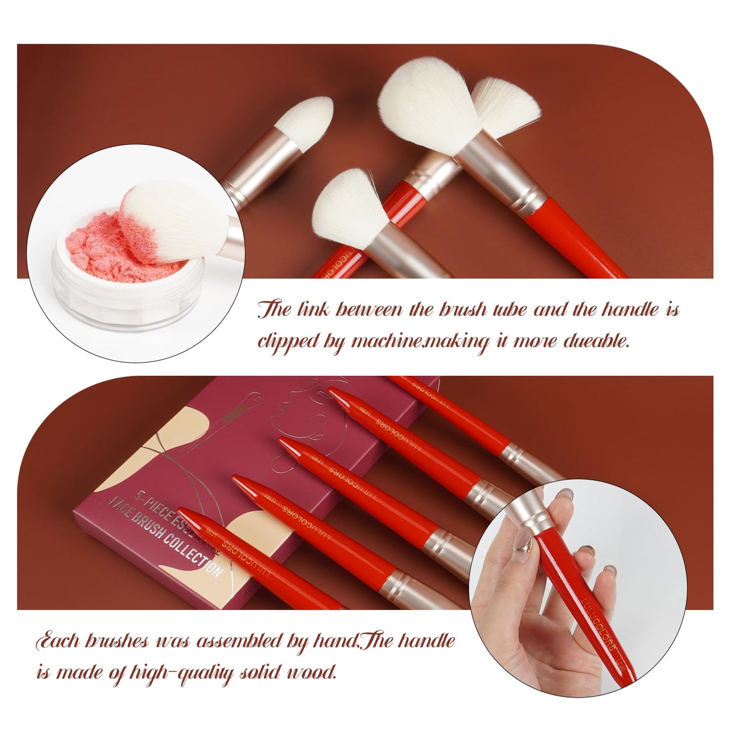 18-Piece Makeup Brush Set with Holder Case – Complete Professional Brush Collection for Flawless Makeup Application in Red -Soft Bristles (Red)