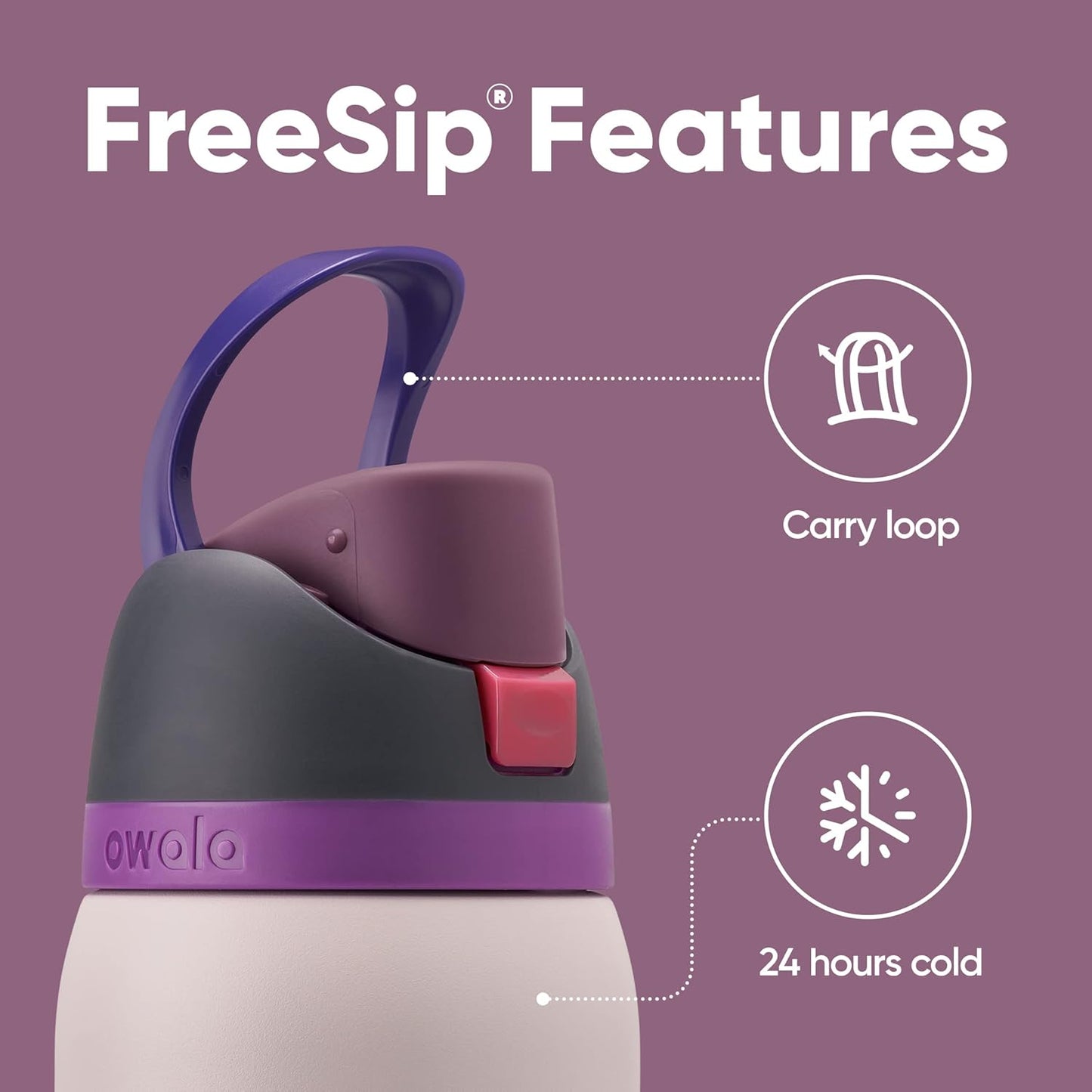 Owala FreeSip Insulated Stainless Steel Water Bottle with Straw for Sports and Travel, BPA-Free, 24-oz, Very, Very Dark