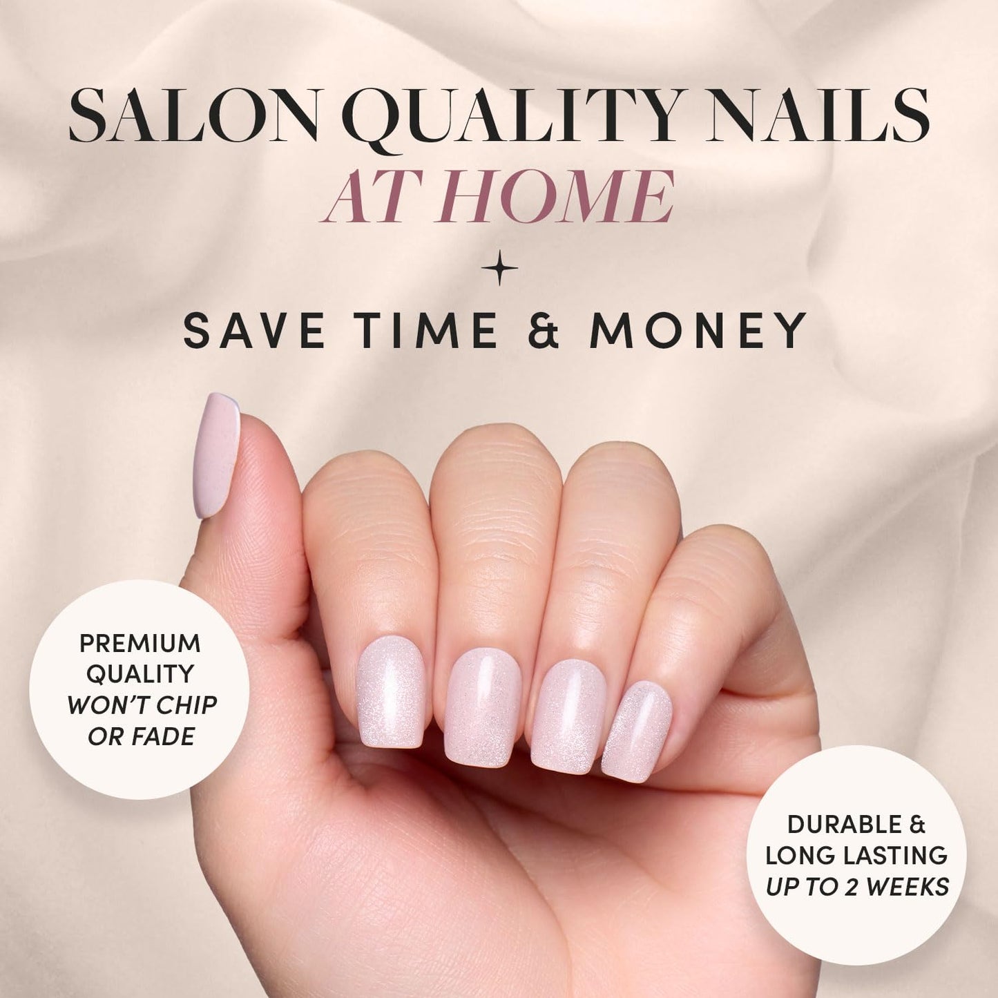 Glamnetic Press On Nails - Pistachio Crème | Short Almond Mint Blue French Tips with a Glossy Finish, Fake Nails, Reusable | 15 Sizes - 30 Nail Kit with Glue