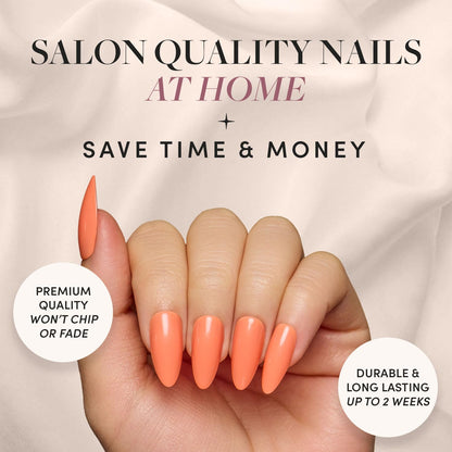 Glamnetic Press On Nails - Pistachio Crème | Short Almond Mint Blue French Tips with a Glossy Finish, Fake Nails, Reusable | 15 Sizes - 30 Nail Kit with Glue