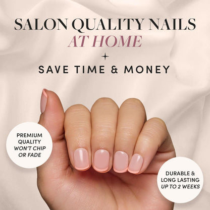 Glamnetic Press On Nails - Pistachio Crème | Short Almond Mint Blue French Tips with a Glossy Finish, Fake Nails, Reusable | 15 Sizes - 30 Nail Kit with Glue