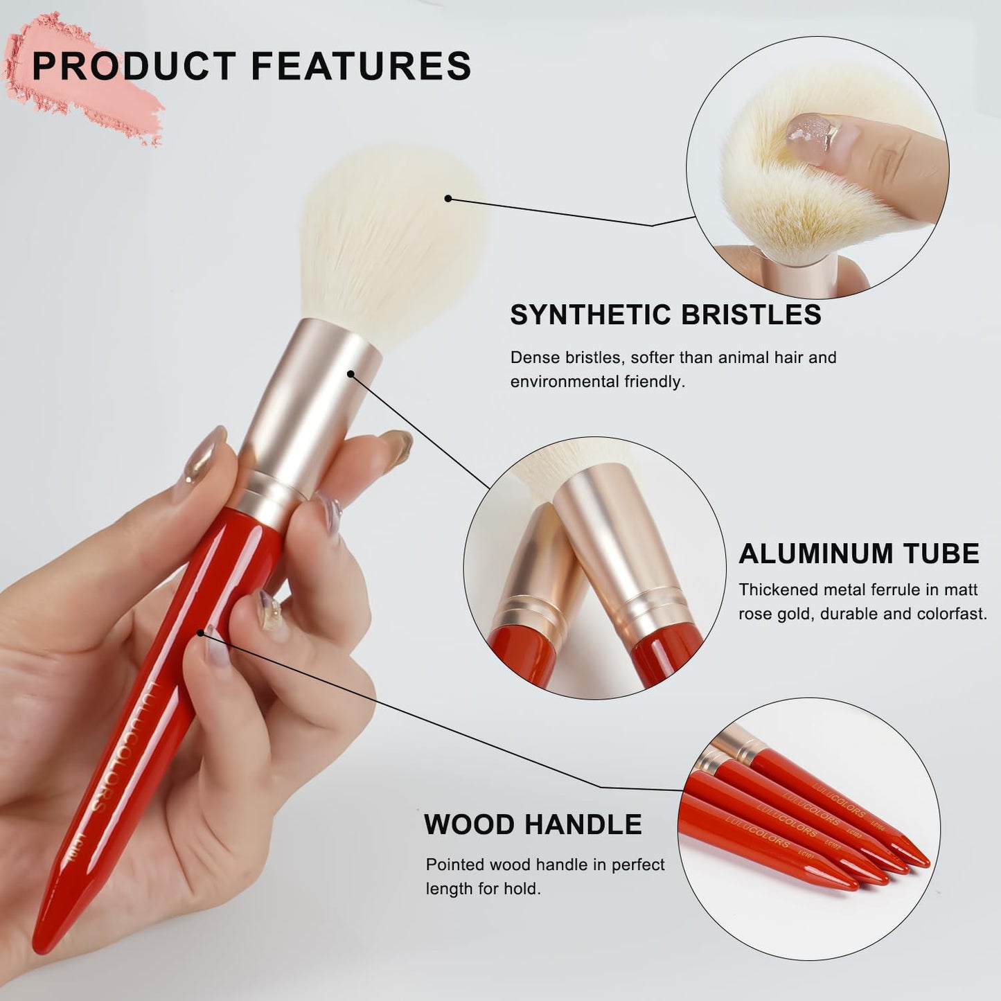 18-Piece Makeup Brush Set with Holder Case – Complete Professional Brush Collection for Flawless Makeup Application in Red -Soft Bristles (Red)