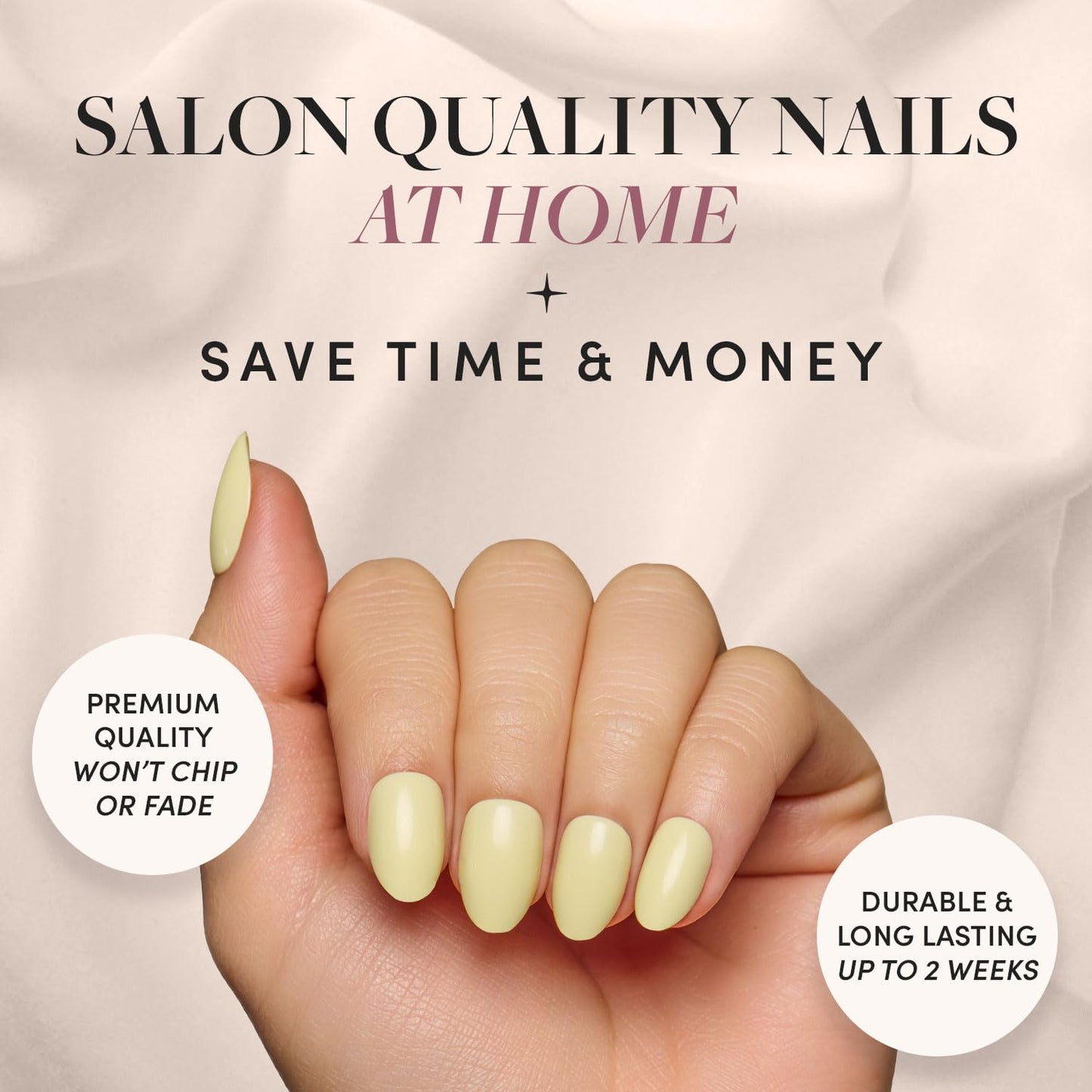 Glamnetic Press On Nails - Pistachio Crème | Short Almond Mint Blue French Tips with a Glossy Finish, Fake Nails, Reusable | 15 Sizes - 30 Nail Kit with Glue