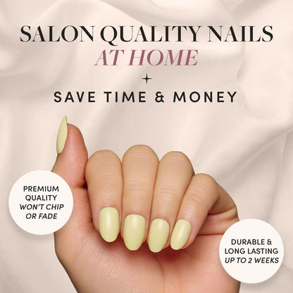 Glamnetic Press On Nails - Pistachio Crème | Short Almond Mint Blue French Tips with a Glossy Finish, Fake Nails, Reusable | 15 Sizes - 30 Nail Kit with Glue