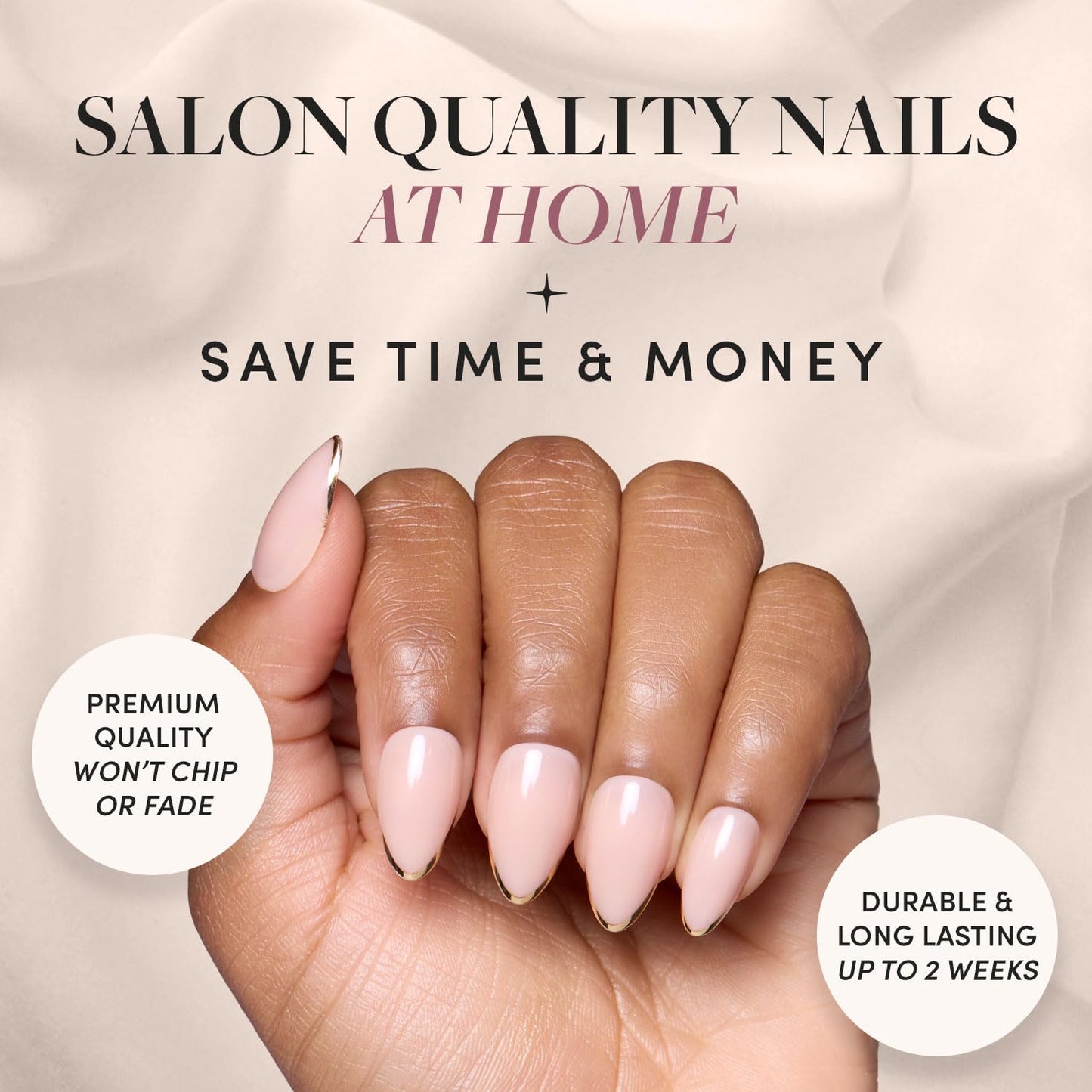 Glamnetic Press On Nails - Pistachio Crème | Short Almond Mint Blue French Tips with a Glossy Finish, Fake Nails, Reusable | 15 Sizes - 30 Nail Kit with Glue