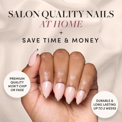 Glamnetic Press On Nails - Pistachio Crème | Short Almond Mint Blue French Tips with a Glossy Finish, Fake Nails, Reusable | 15 Sizes - 30 Nail Kit with Glue