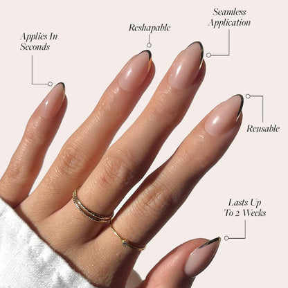 Glamnetic Press On Nails - Pistachio Crème | Short Almond Mint Blue French Tips with a Glossy Finish, Fake Nails, Reusable | 15 Sizes - 30 Nail Kit with Glue
