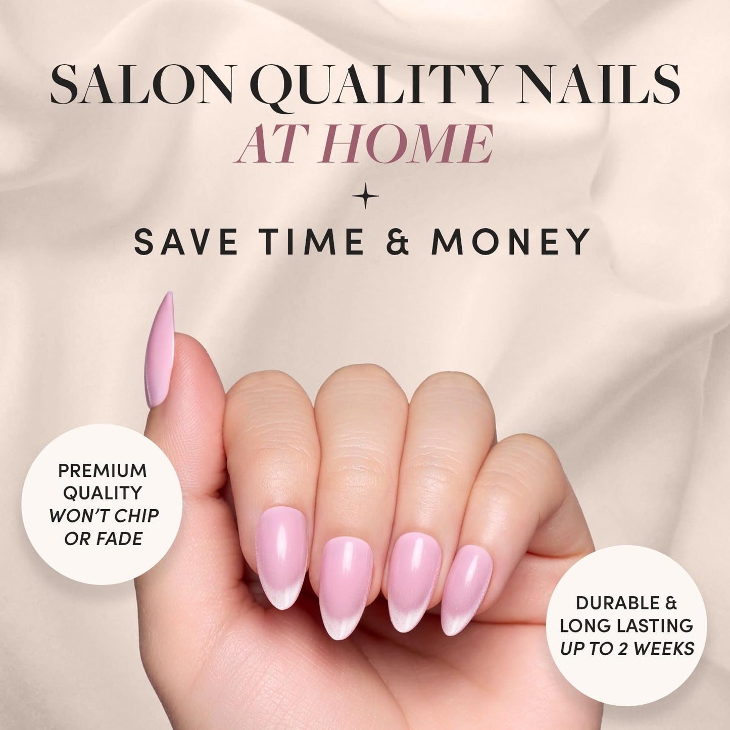 Glamnetic Press On Nails - Pistachio Crème | Short Almond Mint Blue French Tips with a Glossy Finish, Fake Nails, Reusable | 15 Sizes - 30 Nail Kit with Glue
