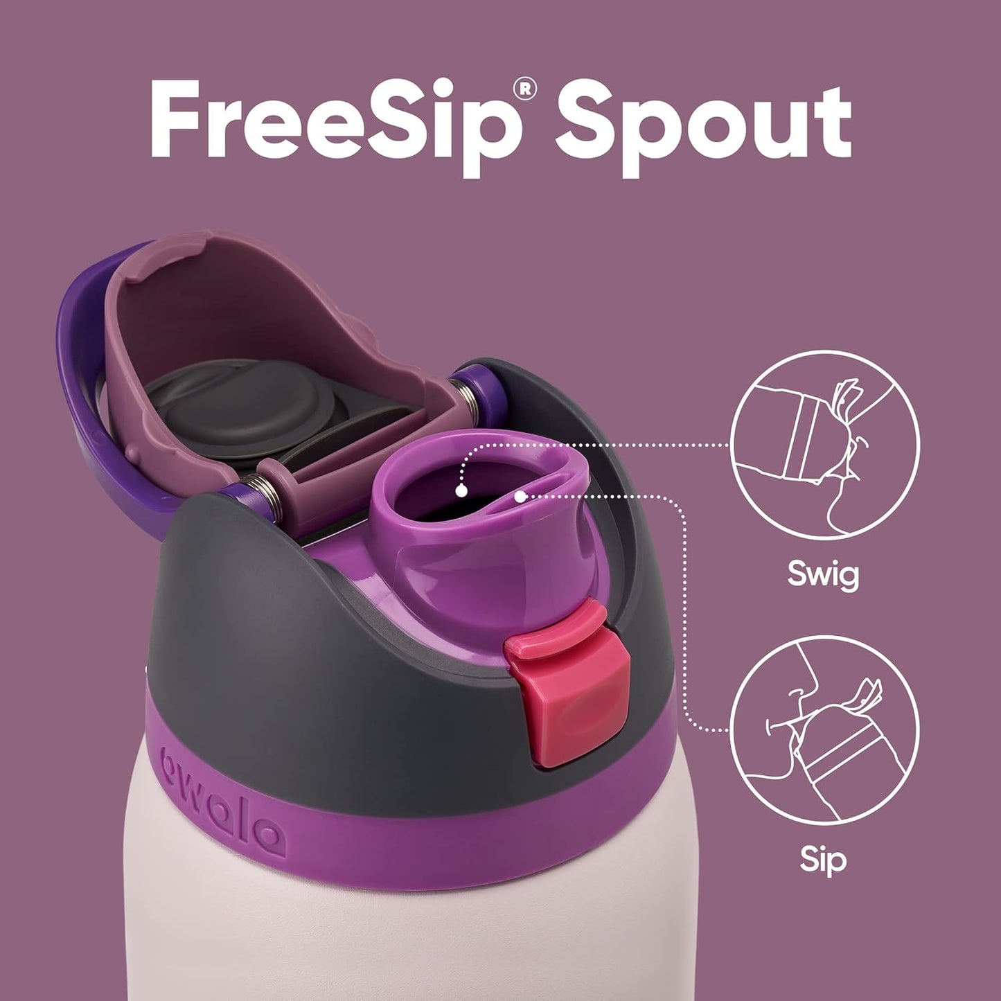 Owala FreeSip Insulated Stainless Steel Water Bottle with Straw for Sports and Travel, BPA-Free, 24-oz, Very, Very Dark