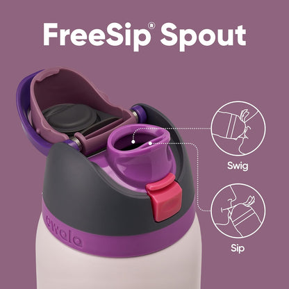 Owala FreeSip Insulated Stainless Steel Water Bottle with Straw for Sports and Travel, BPA-Free, 24-oz, Very, Very Dark