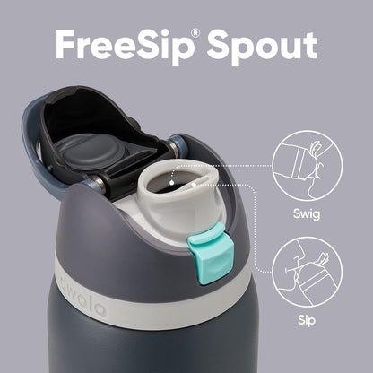 Owala FreeSip Insulated Stainless Steel Water Bottle with Straw for Sports and Travel, BPA-Free, 24-oz, Very, Very Dark