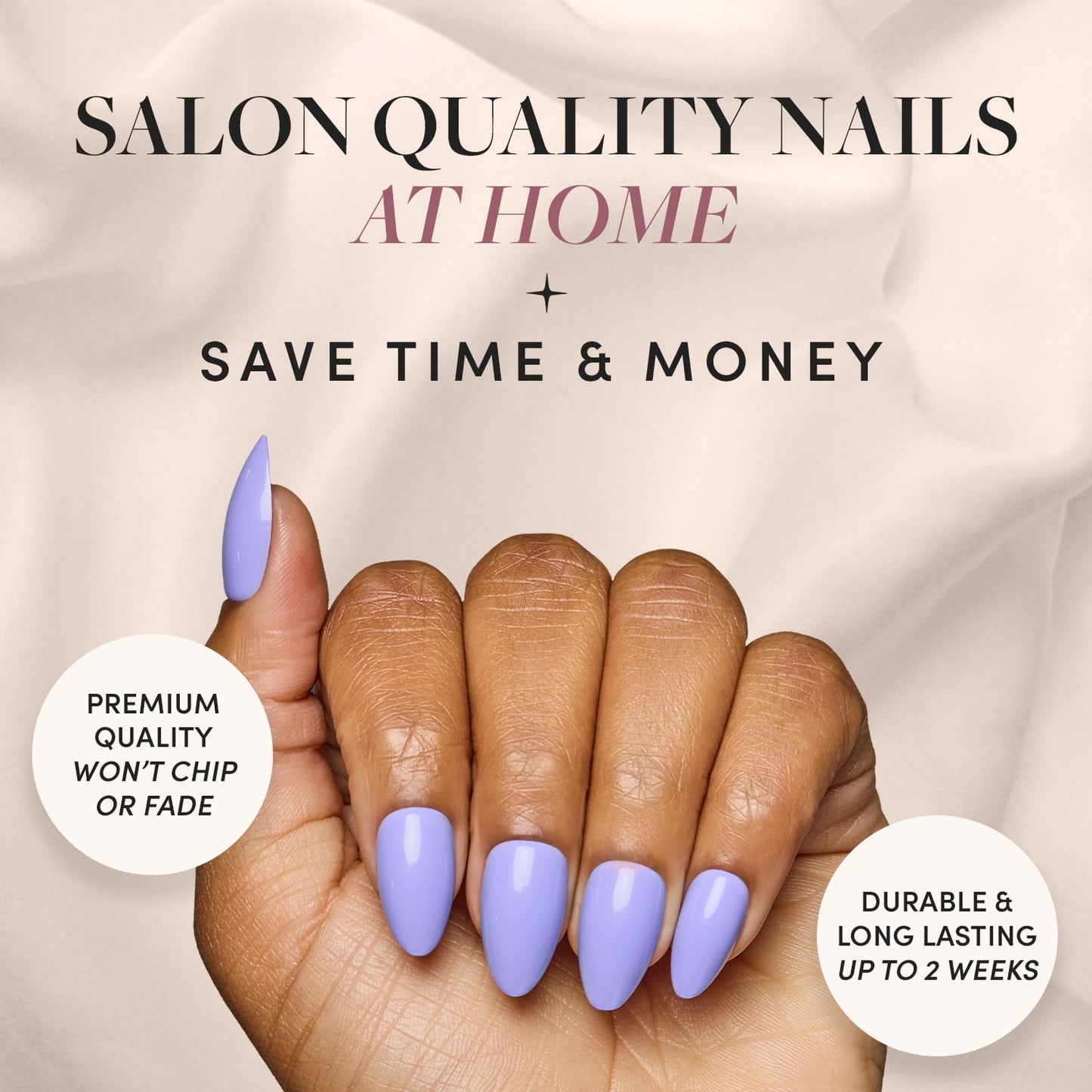 Glamnetic Press On Nails - Pistachio Crème | Short Almond Mint Blue French Tips with a Glossy Finish, Fake Nails, Reusable | 15 Sizes - 30 Nail Kit with Glue