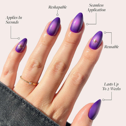 Glamnetic Press On Nails - Pistachio Crème | Short Almond Mint Blue French Tips with a Glossy Finish, Fake Nails, Reusable | 15 Sizes - 30 Nail Kit with Glue