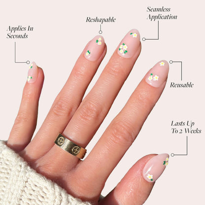 Glamnetic Press On Nails - Pistachio Crème | Short Almond Mint Blue French Tips with a Glossy Finish, Fake Nails, Reusable | 15 Sizes - 30 Nail Kit with Glue