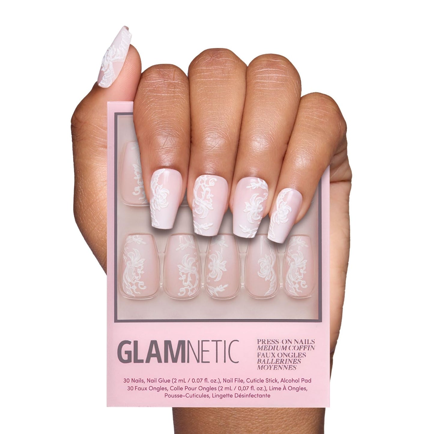 Glamnetic Press On Nails - Pistachio Crème | Short Almond Mint Blue French Tips with a Glossy Finish, Fake Nails, Reusable | 15 Sizes - 30 Nail Kit with Glue