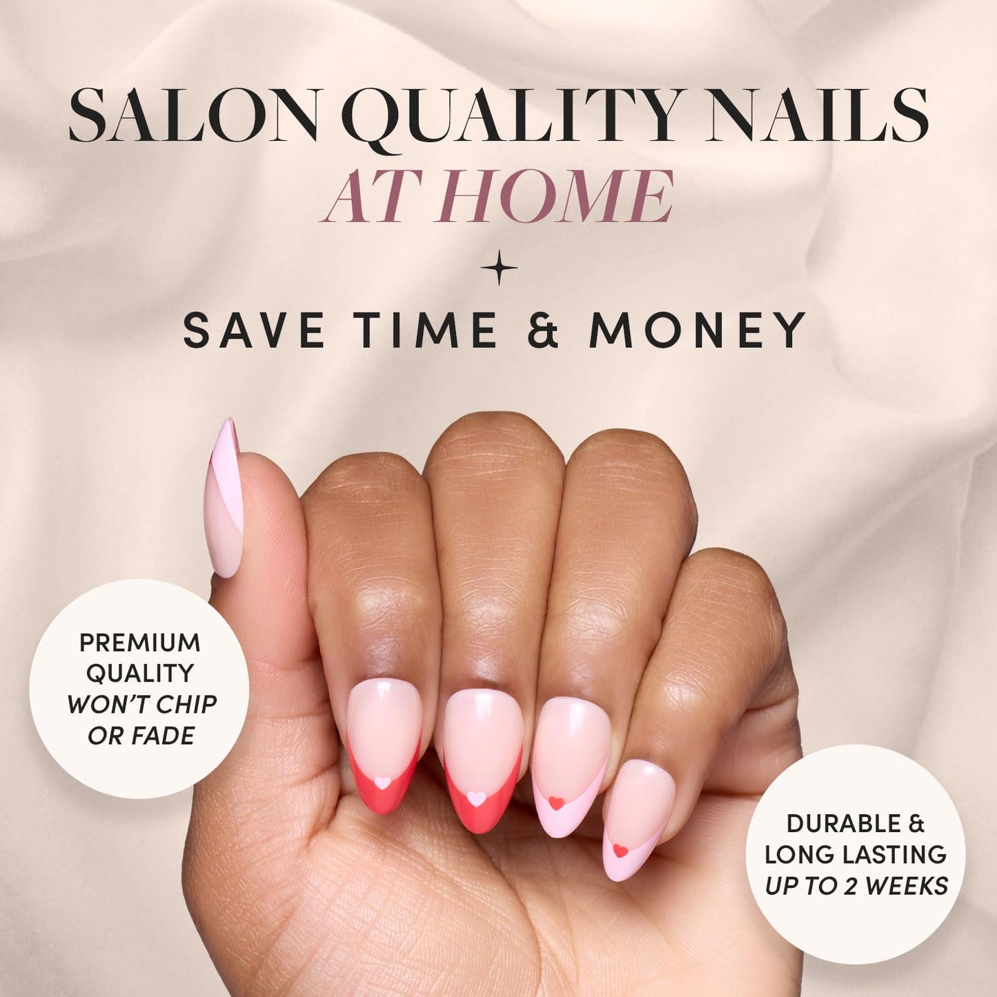 Glamnetic Press On Nails - Pistachio Crème | Short Almond Mint Blue French Tips with a Glossy Finish, Fake Nails, Reusable | 15 Sizes - 30 Nail Kit with Glue