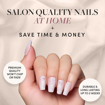 Glamnetic Press On Nails - Pistachio Crème | Short Almond Mint Blue French Tips with a Glossy Finish, Fake Nails, Reusable | 15 Sizes - 30 Nail Kit with Glue
