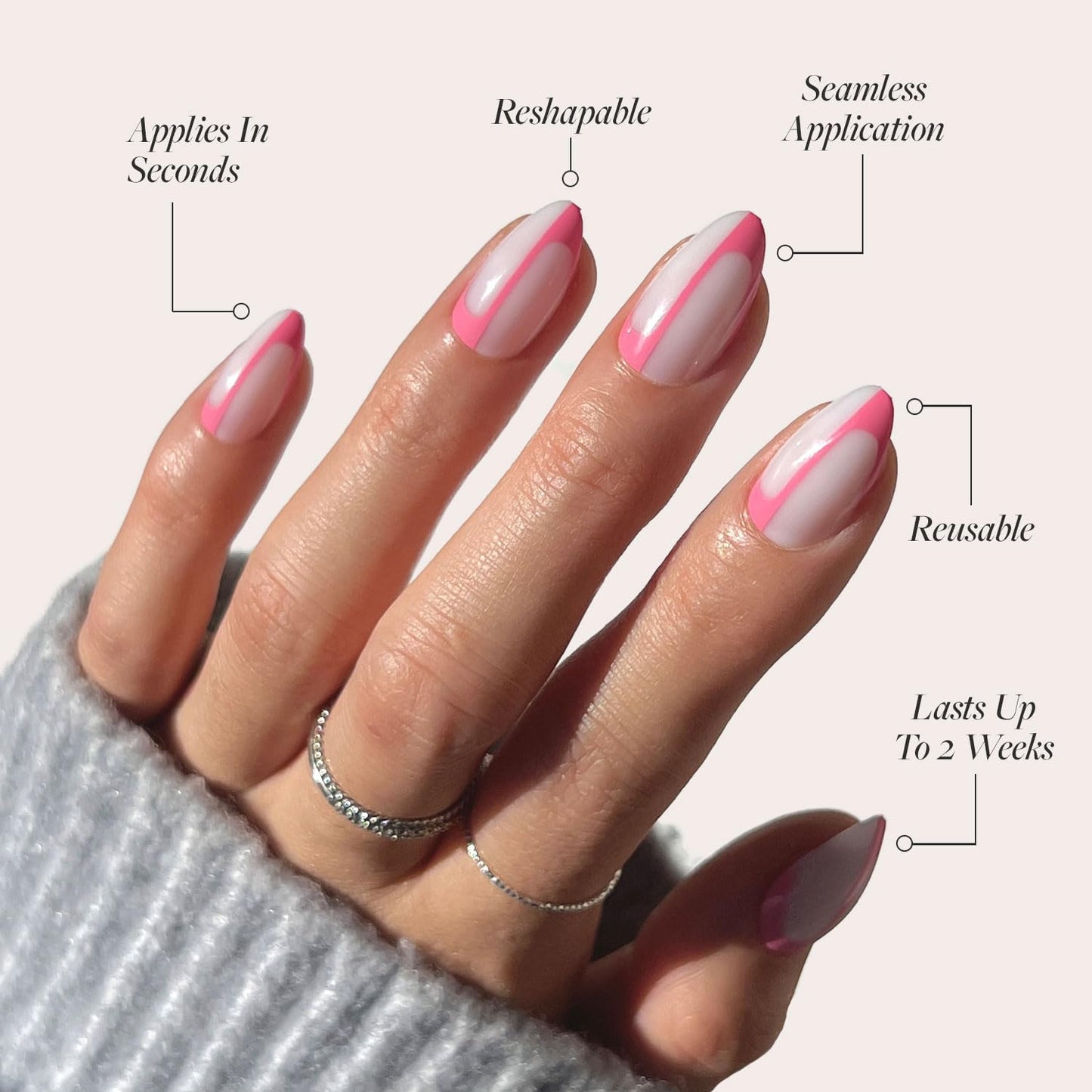 Glamnetic Press On Nails - Pistachio Crème | Short Almond Mint Blue French Tips with a Glossy Finish, Fake Nails, Reusable | 15 Sizes - 30 Nail Kit with Glue