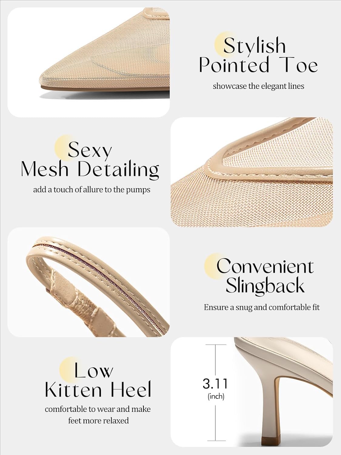 Elegant Slingback Kitten Heels
