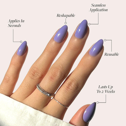 Glamnetic Press On Nails - Pistachio Crème | Short Almond Mint Blue French Tips with a Glossy Finish, Fake Nails, Reusable | 15 Sizes - 30 Nail Kit with Glue